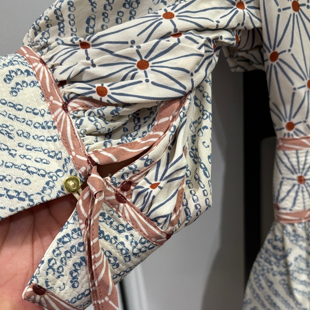 Ulla Johnson Ivory and Rust Printed Peplum Blouse - Picture 6 of 6